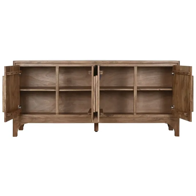 Buffet bas HARMONIA en Bois d’Acacia – Marron Clair – 175 x 40 x 81 cm – 4 Portes