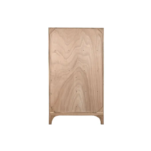 Buffet Haut en Bois d'Acacia Marron Clair - 90 x 45 x 160 cm – 3 Tiroirs & 2 Étagères