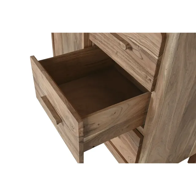 Buffet Haut en Bois d'Acacia Marron Clair - 90 x 45 x 160 cm – 3 Tiroirs & 2 Étagères