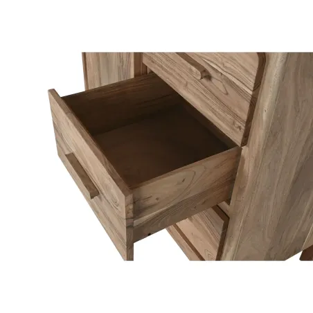 Buffet Haut en Bois d'Acacia Marron Clair - 90 x 45 x 160 cm – 3 Tiroirs & 2 Étagères