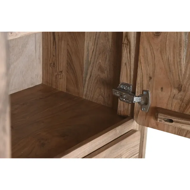 Buffet Haut en Bois d'Acacia Marron Clair - 90 x 45 x 160 cm – 3 Tiroirs & 2 Étagères