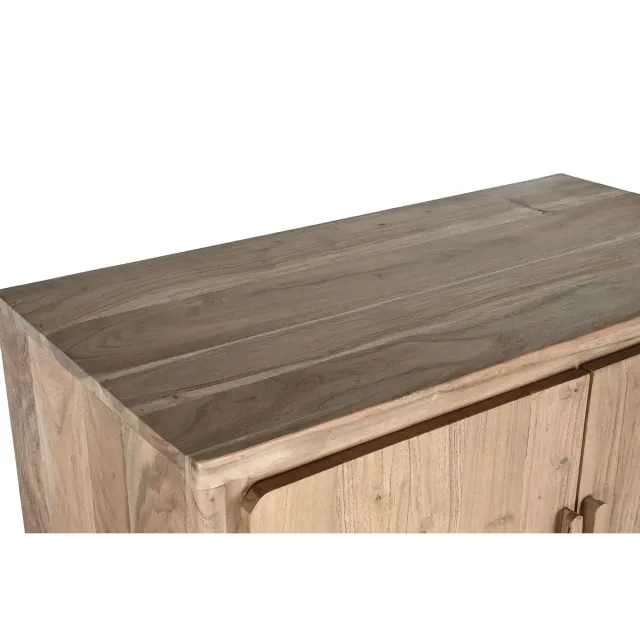 Buffet Haut en Bois d'Acacia Marron Clair - 90 x 45 x 160 cm – 3 Tiroirs & 2 Étagères