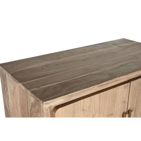 Buffet Haut en Bois d'Acacia Marron Clair - 90 x 45 x 160 cm – 3 Tiroirs & 2 Étagères