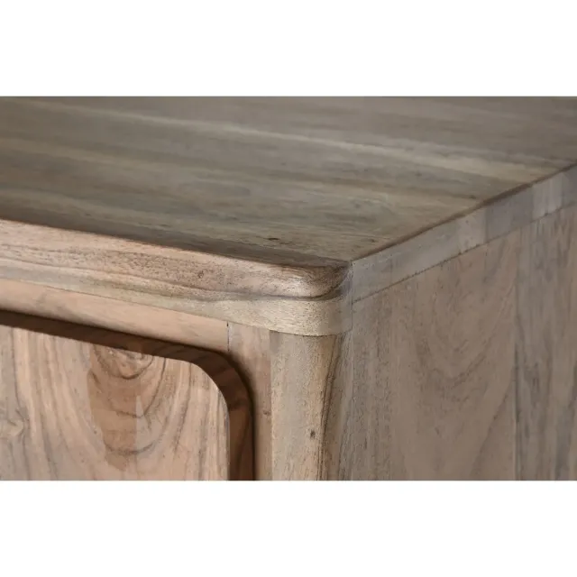Buffet Haut en Bois d'Acacia Marron Clair - 90 x 45 x 160 cm – 3 Tiroirs & 2 Étagères