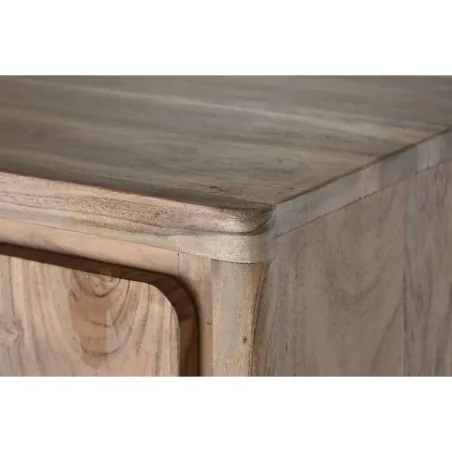 Buffet Haut en Bois d'Acacia Marron Clair - 90 x 45 x 160 cm – 3 Tiroirs & 2 Étagères