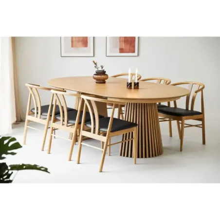 Chaise de salle à manger en chêne– assise noire