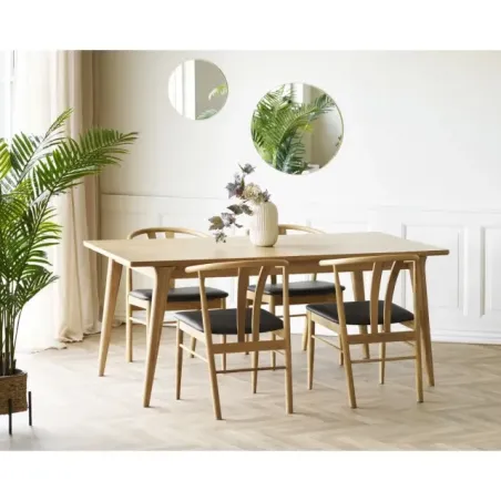 Chaise de salle à manger en chêne– assise noire