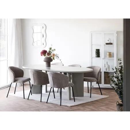Pack ambiance salle à manger contemporaine – Table sable 220 cm, mobilier & décoration coordonnés