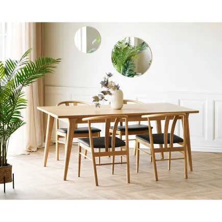 Pack ambiance salle à manger naturelle – Table extensible en chêne & déco coordonnée