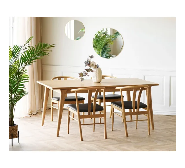 Pack ambiance salle à manger naturelle – Table extensible en chêne & déco coordonnée
