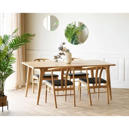 Pack ambiance salle à manger naturelle – Table extensible en chêne & déco coordonnée