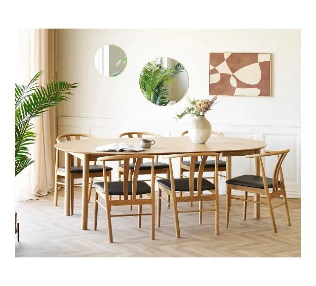 Pack salle à manger extensible – Esprit bois naturel & touches décoratives