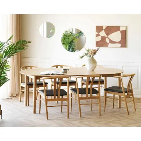 Pack salle à manger extensible – Esprit bois naturel & touches décoratives