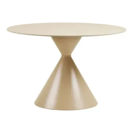 Pack ambiance salle à manger naturelle – Table ronde en céramique Ø120 cm & déco coordonnée