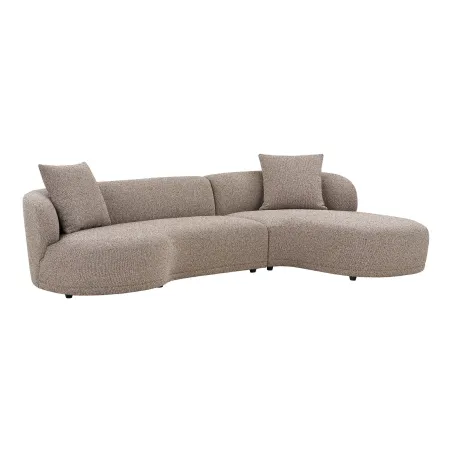 Ambiance moderne-Canapé d’angle brun & table basse ronde verte