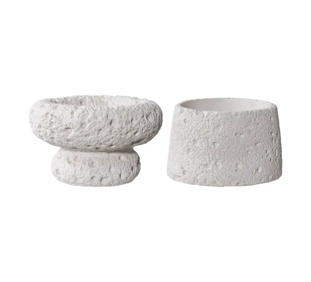 Ambiance complète – Console 2 portes, lot de 2 porte-bougies et vase en grès