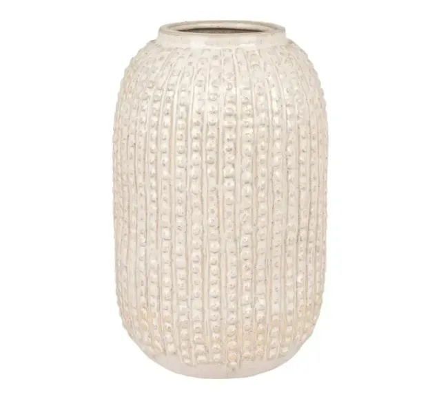 Ambiance complète – Console 2 portes, lot de 2 porte-bougies et vase en grès