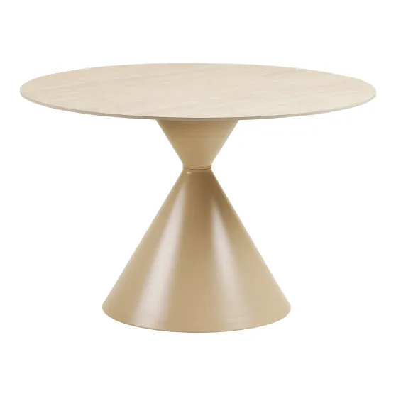 Table Ronde 120cm Annecy - Céramique Effet Travertin & Acier | Elsines
