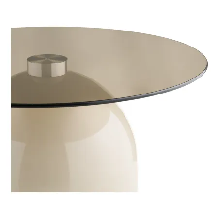 Table Basse Ronde Ø70 cm Verre Trempé & Métal Beige/Gris | Elsines