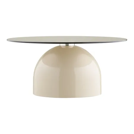 Table Basse Ronde Ø70 cm Verre Trempé & Métal Beige/Gris | Elsines