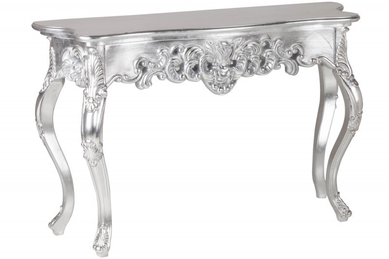 Meuble console 110 cm design classique coloris argenté