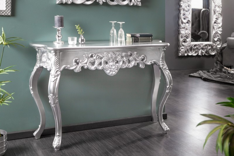 Meuble console 110 cm design classique coloris argenté