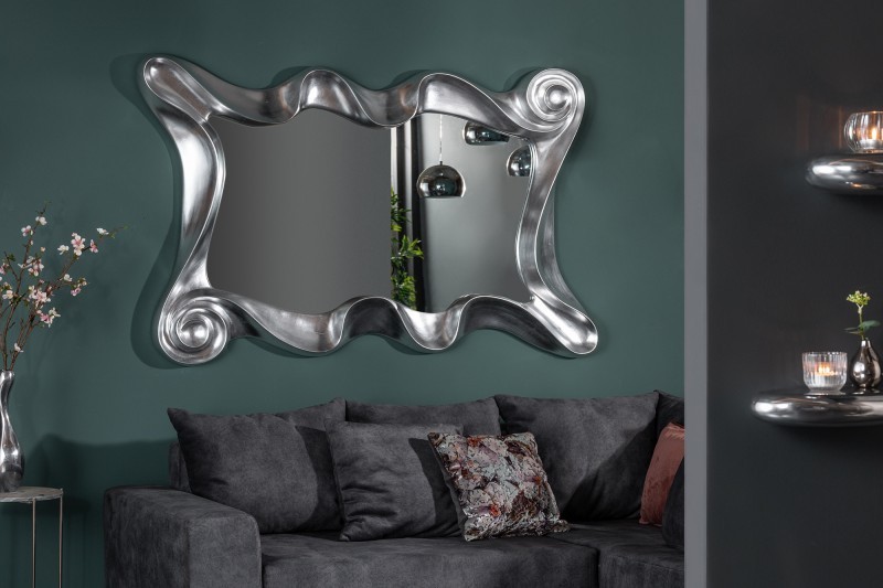 Miroir mural moderne en polyresine teinté argent