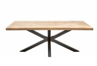 Table sale à manger 180 cm en bois massif et pied Mikado métal noir design
