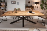 Table à manger bois massif 200 cm pied mikado noir design