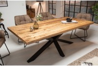 Table à manger bois massif 200 cm pied mikado noir design