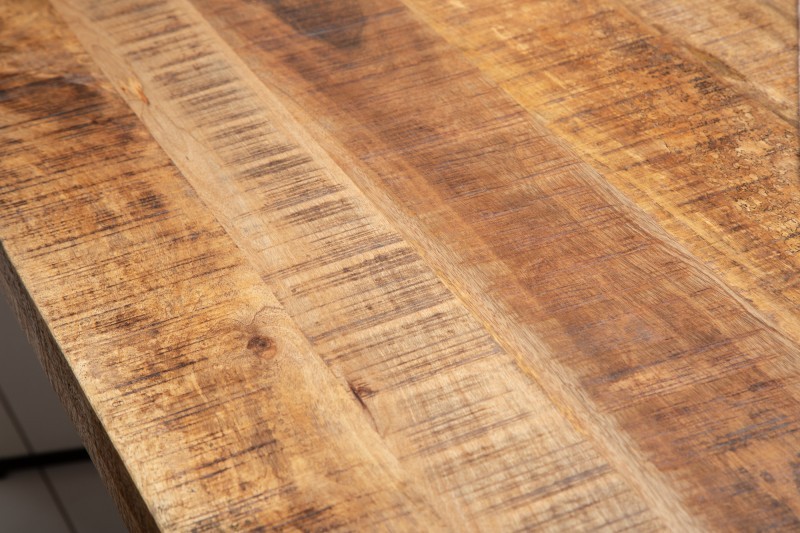 Table à manger bois massif 200 cm pied mikado noir design