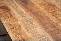 Table à manger bois massif 200 cm pied mikado noir design