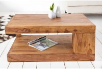 Table basse 90x60 cm design avec rangement en bois massif