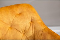 Chaise de bureau en velours coloris  jaune moutarde avec un dossier capitonné