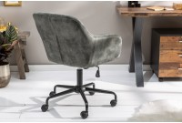Chaise de bureau en velours coloris  verte avec un dossier capitonné