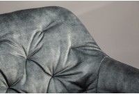 Chaise de bureau en velours coloris  verte avec un dossier capitonné