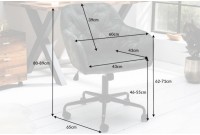 Chaise de bureau en velours coloris  verte avec un dossier capitonné