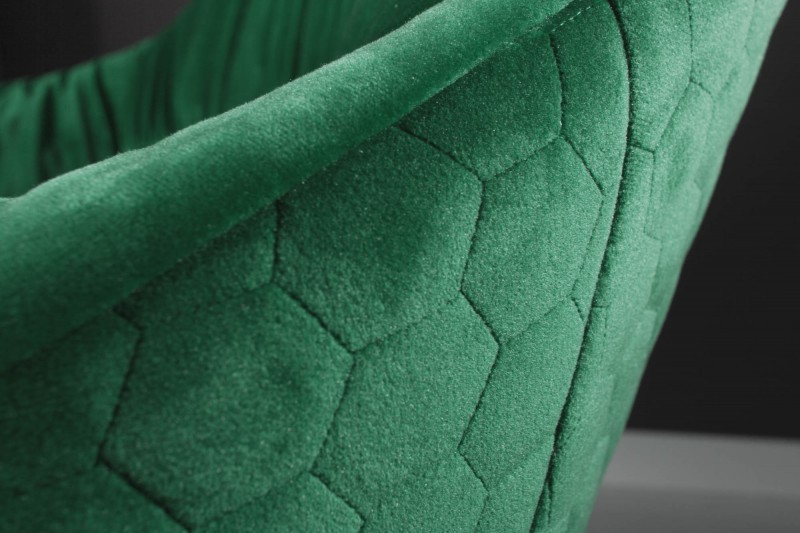 Fauteuil pivotante velours design coloris vert émeraude en microfibre avec accoudoirs