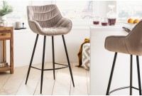 Tabouret de bar design scandinave coloris champagne en microfibre