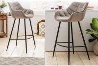 Tabouret de bar design scandinave coloris champagne en microfibre