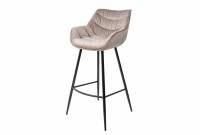 Tabouret de bar design scandinave coloris champagne en microfibre