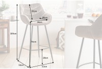 Tabouret de bar design scandinave coloris champagne en microfibre
