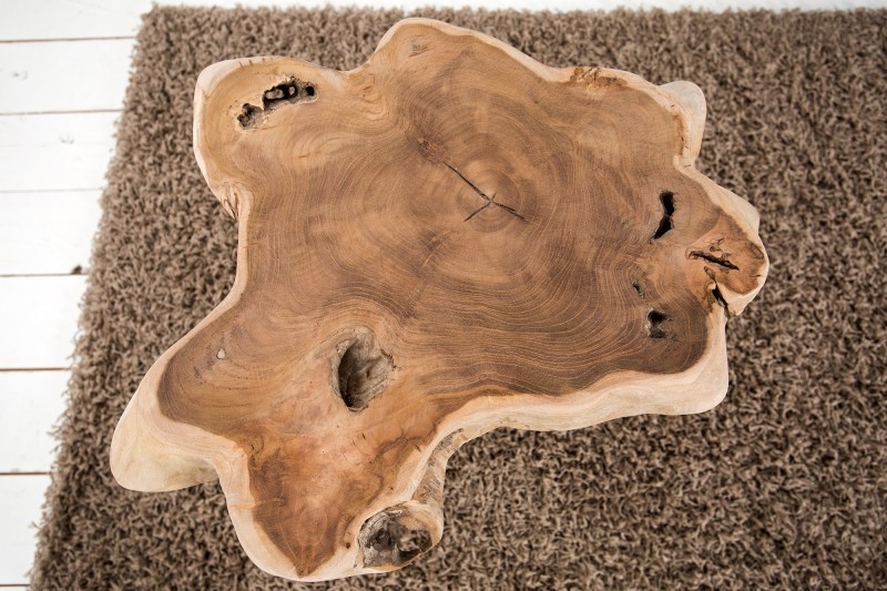 Table d'appoint en bois massif style rustique