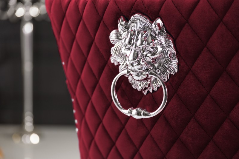 Chaise salle à manger LISA, élégante, en velours, rouge, design baroque