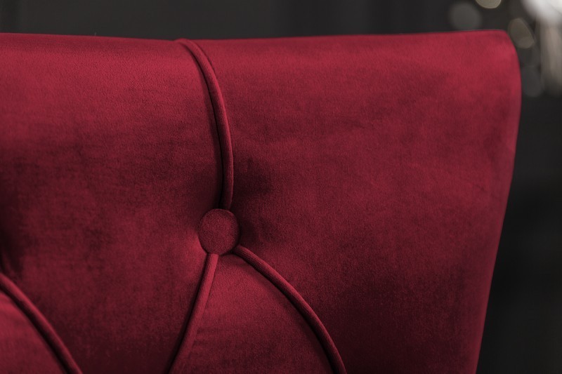 Chaise salle à manger LISA, élégante, en velours, rouge, design baroque