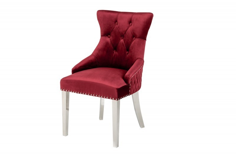 Chaise salle à manger LISA, élégante, en velours, rouge, design baroque