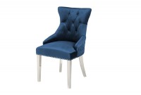 Chaise salle à manger LISA, élégante, en velours, bleu, design baroque