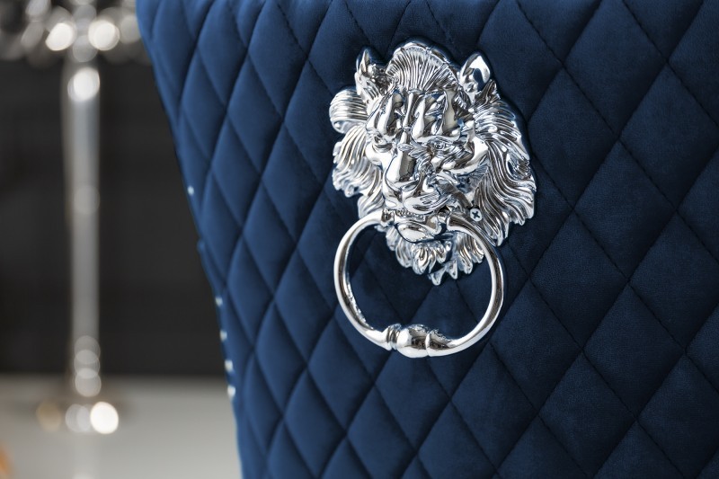Chaise salle à manger LISA, élégante, en velours, bleu, design baroque