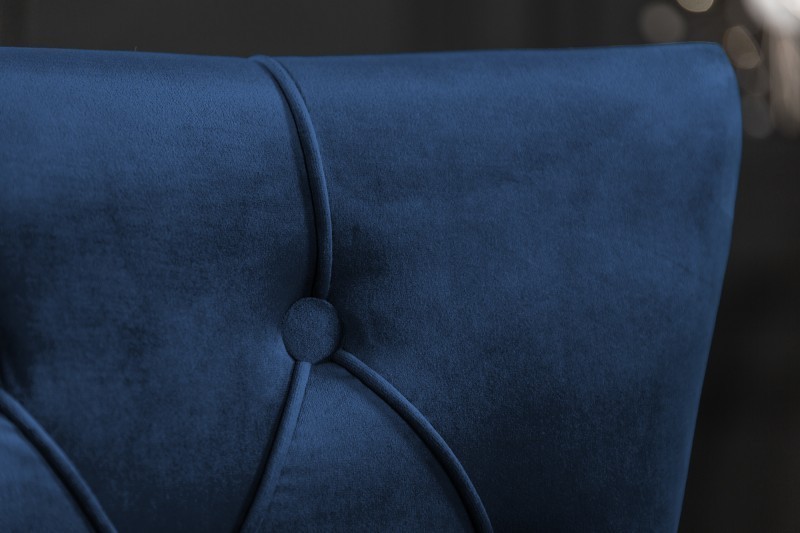Chaise salle à manger LISA, élégante, en velours, bleu, design baroque