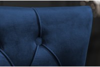 Chaise salle à manger LISA, élégante, en velours, bleu, design baroque